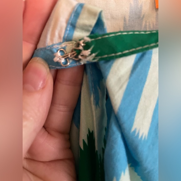 Oliphant v neck maxi ikat blue large green and blue dress - Picture 7 of 11